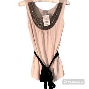 NWT H&M beaded neck tank top size XS with wraparound tie at waist